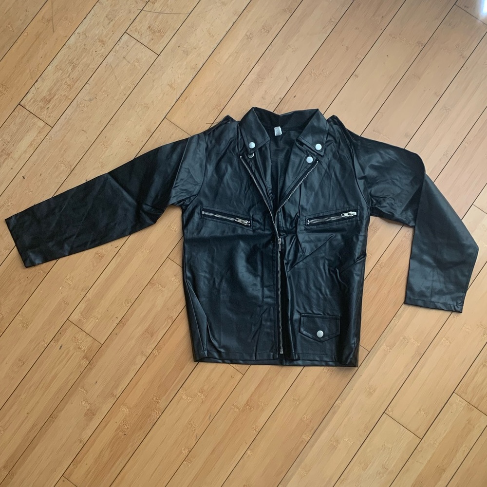 Kids Costume / Black Biker Motorcyle Jacket/ Faux Leather